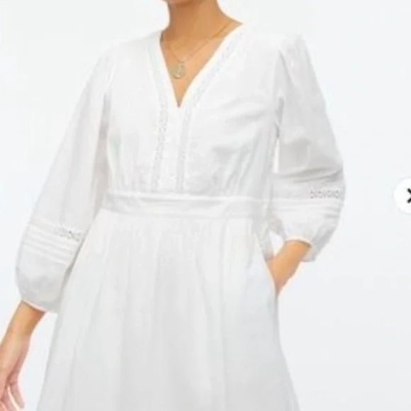 J. Crew Dresses & Skirts - ☀️ 🏝️J. Crew White Cotton V-Neck Mini Dress Size Medium